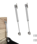 Two Pack Soft Close Toy Box Hinges With 100N Gas Strut Safety Lid Support for cabinets, easy quiet slow close matte silver finish