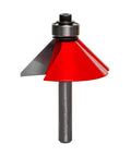 Bevel Router Bit 1-3/4 Inch Diameter, 1/4 Inch Shank, 45 Degree Chamfer With Two Cutters, Carbide Tip