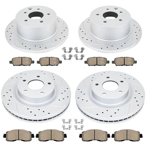 Front And Rear Drilled And Slotted Brake Kit With Ceramic Pads For Nissan Altima 2013-2025 Replacement Includes Rotors And Hardware