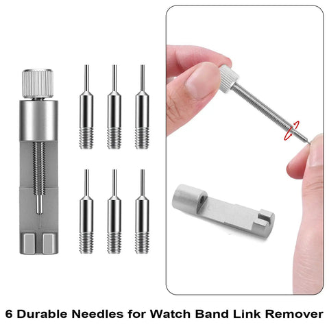 Watch Link Removal Kit With Six Extra Pins And Hammer For Easy Bracelet Removal and Band Size Adjustment