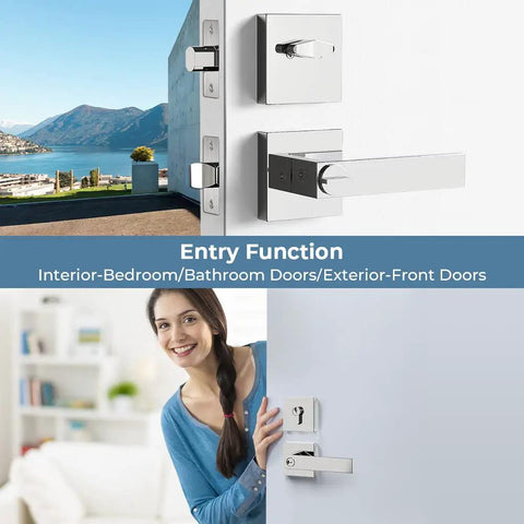 Two Pack Keyed Entry Lever and Deadbolt Lockset With Polished Chrome Finish in use on exterior and interior doors