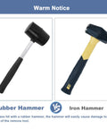 Comparison between rubber hammer and iron hammer for use with Heavy Duty Bike Headset Cup Remover Tool for 1-1/8, 1-1/4 and 1-1/2 inch bearings.