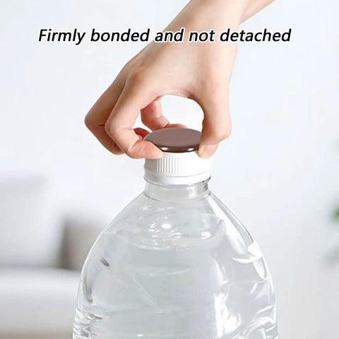 Image of a hand gripping a securely closed water bottle cap, showcasing a clear plastic bottle.