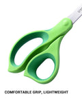 Left Handed 8.5 Inch Heavy Duty Scissors 3 Pack, All Purpose Office And DIY Shears For Paper Fabric Cardboard, Sharp Stainless Steel Blades, Durable, Comfortable Grip For Easy Cutting green handle close-up