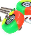 Heavy Duty 50Mm Luggage Replacement Wheels Featuring 18Mm Wide Rim Rock Solid Ball Bearings And Hassle Free Mounting Kit For Smooth Suitcase Travel Repair, colorful rubber wheels and mounting hardware.