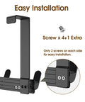 Over The Door Coat Rack And Hooks Heavy Duty Organizer For Winter Gear Fits Doors Up To One And Three Quarter Inches No Drill Easy Install Black L7U close-up installation view with screws