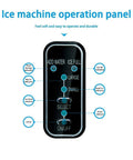 Ice machine operation panel showing controls for water level, ice size, and power indicators for Top Tier Countertop Ice Maker With Built Tough Stainless Shell 15 Kg Daily Production Makes Crystal Clear Cubes For Kitchen Bars And Friday Night Vibes 220 V Zero Hassle Operation.