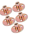 Five Pack Three Hole T Nuts With Round Base Flange Aluminum Alloy Tee Nut for wood furniture fixing, M8 thread, set of five