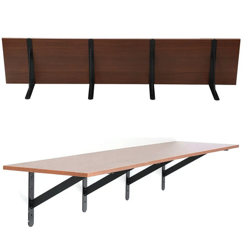 Beefy 20 Inch Heavy Duty Black Countertop Support Brackets For Wall Mounted Shelving And Bar Tops securing a wood shelf