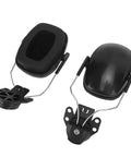 Top Tier Hard Hat Ear Muffs With Heavy Duty Cushioning Breathable Seals Designed To Kick Back Excess Site Noise Built Tough For Oil Crew And Construction Workers Super Comfy For All Day Use 2 Pack, shown from the side with foam-lined cups.