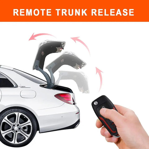Person using remote for Keyless Entry Security Alarm System With Remote Engine Starter And Push To Start Ignition Kit 3 In 1 Car Alarm