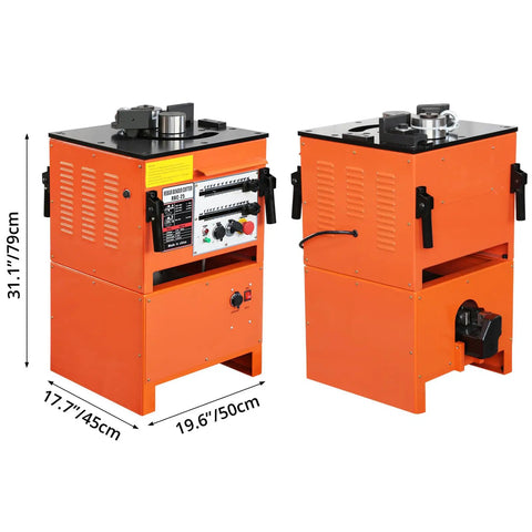1600W Electric Rebar Bender And Cutter Two In One Steel Bar Tool With Foot Pedal Portable Bending Machine; heavy duty orange construction tool.