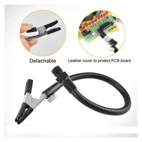 Four Arm Third Hand Soldering Station gooseneck arm with detachable tip clamp and PCB board for crafting and hobby workshop
