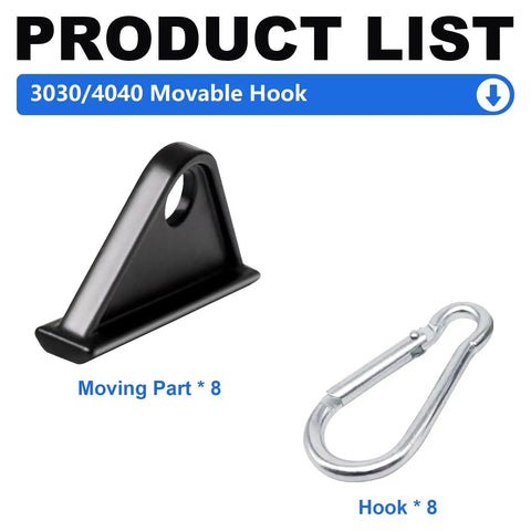 Cool 8 Pack Silver Sliding Hooks Perfect For 3030 And 4040 Aluminum Extrusion Profiles With Smooth Gliding Action for DIY projects.