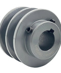 Beefy Double Groove V Belt Pulley With 1 Inch Bore And 2.95 Inch OD Cast Iron For A AX B BX 4L 5L V Belts 2 Groove Sheave With 1/4 x 1/8 Keyseat And Two Screws