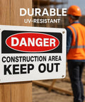 Construction Area Keep Out Signs 14 By 10 Inch Rust Free Aluminum Danger Do Not Enter UV Printed Weather Resistant Long Lasting Ink 4 Pack Easy To Mount Anywhere