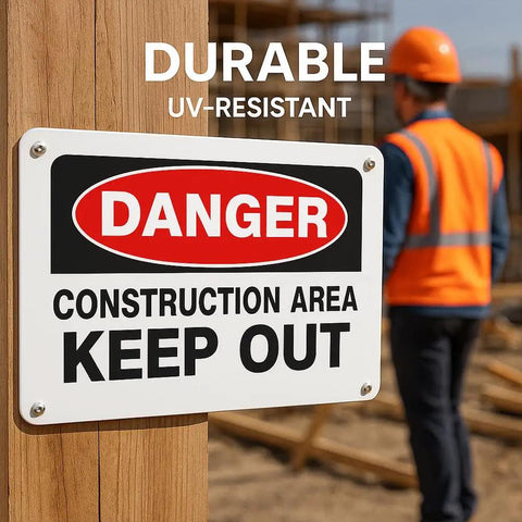 Construction Area Keep Out Signs 14 By 10 Inch Rust Free Aluminum Danger Do Not Enter UV Printed Weather Resistant Long Lasting Ink 4 Pack Easy To Mount Anywhere