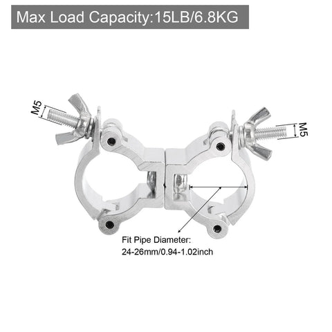 Beefy Aluminum Stage Lighting O Clamp With Double Buckle For 0.94 To 1.02 Inch OD Tubing Heavy Duty Pipe Mount 15 Lb Max Load