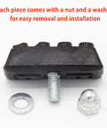 Close-up of a rubber V-brake pad with nut and washer, part of Two Pair Rubber V Brake Pads For Mountain And Road Bikes Quiet Non Skid All Weather Bike Brake Pads With Easy Install Water Draining Grooves For Rainy Rides Enhanced Safety And Smooth Braking