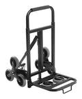 Beefy 400lbs Foldable Hand Truck Dolly, Steel Heavy Duty Folding Cart for Moving Furniture and Boxes, Three Wheel Design For Flat Ground Or Stairs, Spray Coated Black Finish, Durable, Portable Cargo Helper folded black steel hand truck with three-wheel stair climbing design