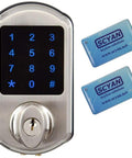 Touchscreen Keypad Deadbolt With Key Fob Access For Exterior Doors - Heavy Duty Security, Satin Nickel Finish