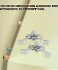 Heavy Duty Stainless Steel Furniture Fastener Kit With Invisible Three In One Connectors And Knockout Joint Screws For Straight Shots On Tight Cabinet Fixes Today, showing connectors on a cabinet.
