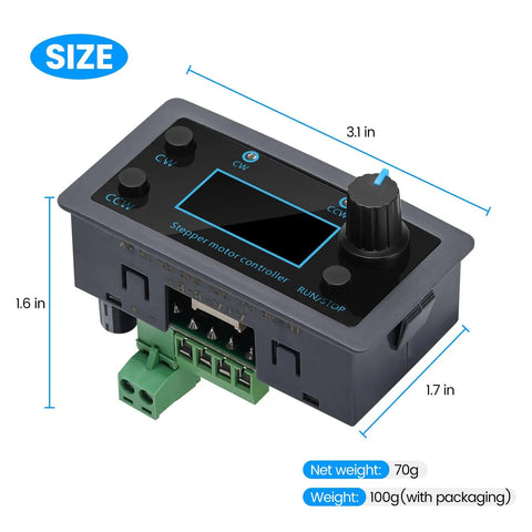 Stepper Motor Controller And Driver Board With Forward And Reverse Pulse Speed Control Module For DC 10 To 30V 4A, dimensions shown