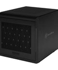 Kickass 4 Bay External Hard Drive Enclosure Running 10Gbps Over USB Type C For Plug And Play SATA HDD Or SSD Hot Swapping Quiet Energy Saving Mode Finished In Sharp Black Design, black metal housing.