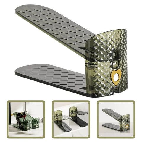 Built Different Double Layer Shoe Slot Organizers For Closets Adjustable Vertical Storage Racks In Vibrant Green, compact shoe rack with anti-slip base.