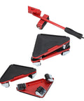 Heavy Duty Furniture Lifter And Slider Set With 360 Swivel Wheels, Red lifting tool and sliders for moving, sturdy design.