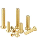 Tough As Nails Brass Machine Screws M4 Four Millimeter Round Head Cross Drive Fasteners For Stubborn DIY And Electrical Mods 35mm Pack Of Fifteen, various sizes shown
