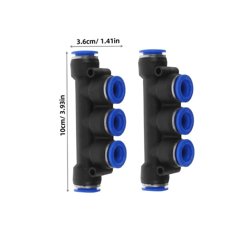 Top Notch 8 Piece Pneumatic Push To Connect Fittings Kit for Air Hose Quick Connectors Ideal For Industrial Automation With High Precision And Temp Resilience For Extreme Conditions black plastic manifold fitting, 10cm x 3.6cm