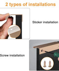 4 Pack Self Adhesive Rounded Edge Drawer Pulls Concealed Aluminum Alloy Invisible Wardrobe Handles For Cabinets And Closets 80mm Bronze Durable Rust Resistant Easy Install No Drills Needed showing sticker and screw installation