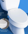 Non Electric Bidet Toilet Seat With Dual Nozzles For Elongated Toilets, White, Easy Install showing secure fit and design