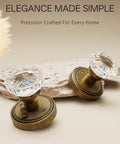 Six Pack Privacy Antique Brass Crystal Door Knobs With Lock For Bedroom Or Bathroom on beige backdrop