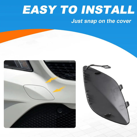 Unpainted Front Bumper Tow Hook Cover For CLA W117 2014 2015 2016 Right Passenger Side A1178850622 Easy Install OEM