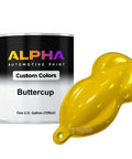 Top Tier Automotive Basecoat Paint Gallon Shop Tested And Ready To Spray Loaded With Pro Formula Reducer Blend For Knockout Gloss And Super Smooth Flow On Every Daily Driver Or Weekend Hot Rod Build displayed with a Buttercup color swatch.