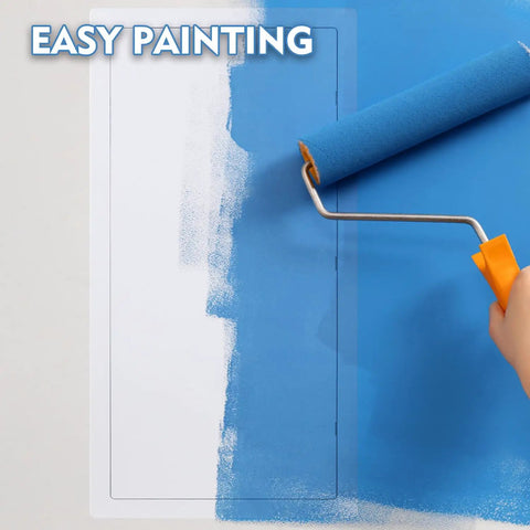 Painting the Built Tough 14 By 29 Inch White Polystyrene Drywall Access Panel with blue paint.