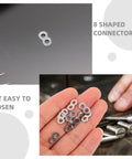 Sturdy Flat Connector Bracket Set In Silver Stainless Steel 8 Shape Quick Fasteners For Furniture, Jewelry Making, And DIY Repairs Versatile Office And Home Hardware, Easy Install, Strong Hold, 8-shaped connector