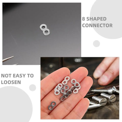 Sturdy Flat Connector Bracket Set In Silver Stainless Steel 8 Shape Quick Fasteners For Furniture, Jewelry Making, And DIY Repairs Versatile Office And Home Hardware, Easy Install, Strong Hold, 8-shaped connector
