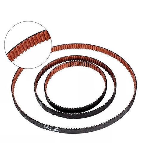 2GT Closed Loop Timing Belt, 6mm Wide, Built Tough Synchronous Belt with close-up on fan-shaped tooth design