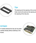 20 Pack DIP IC Socket Adapters 28 Pin, 2.54mm Pitch For Soldering And Quick IC Testing diagram and usage tips