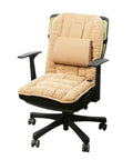 Stylish Soft Heated Seat Pad With Non Slip Base, Washable Chair Cushion Offering 3 Heat Settings for Cozy Office Work Bench Recliner Warmth on a black office chair.
