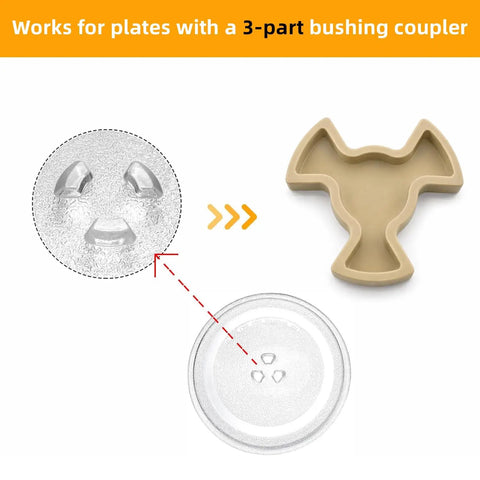Replacement Microwave Turntable Motor Coupler Set, 0.59 Inch Shaft Length And 0.47 Inch 12mm, High Temp PPS Material, Heavy Duty, Easy Swap For Your Microwave, Fits Most Turntables, 2 Pack showing 3-part bushing coupler fit