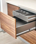 Heavy Duty 22 Inch Drawer Slides Pack Of 4 Full Extension Rails With 46mm Side Mount Ball Bearings, installed in wooden cabinet