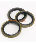 NBR Bonded Seal Washers Stop Hydraulic Leaks For Oil Pipes Self Centering Metal Backing, three black and brass washers