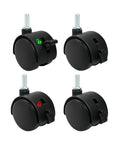Smooth As Silk Heavy Duty 1.5 Inch Swivel Caster Wheels Set Of Four, matte black wheels with locking feature for furniture.