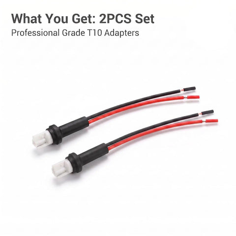 Rugged T10 Male Socket Connector Pair With Pre Wired Extension Plug Adapter For Turn Signal Brake Tail Light DRL Bulb Holder Harness - 2PCS set
