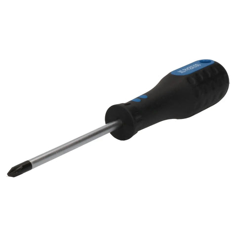 4 Piece JIS Screwdriver Set For Japanese Standard Screws PH2 PH3 With Chrome Vanadium Steel Bits And Comfortable Grips, black handle view