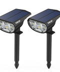 Ultra Bright Outdoor Solar Spot Lights IP68 Waterproof Landscape Spotlights, 3 Modes, USB And Solar Powered Wall Lights, 2 Pack